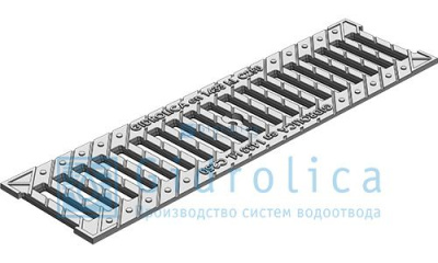 Решетка водоприемная Gidrolica Standart РВ -10.13,6.50 - щелевая чугунная ВЧ оцинкованная, кл. С250