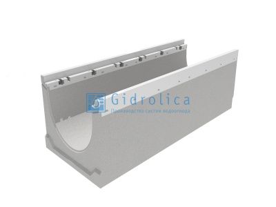 Лоток водоотводный бетонный коробчатый(СО-150мм), с оцинкованной насадкой, с уклоном 0,5% КUу 100.24,8 (15).19,5(13)-BGZ-V, № -10